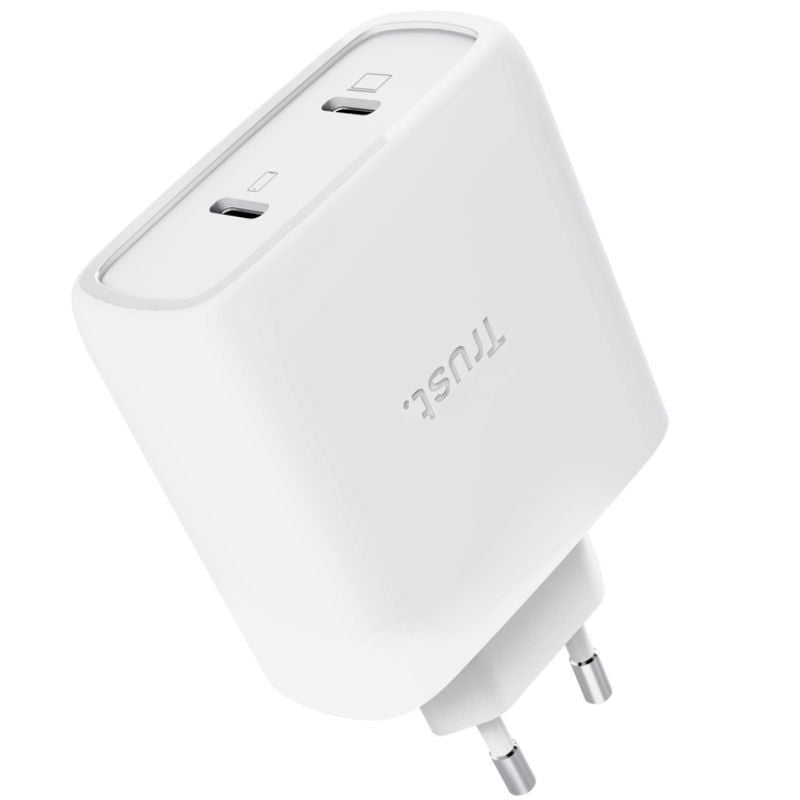 Carregador de Parede Gan Trust Maxo 65W 25526 Gan / 2xusb Tipo C / Inclui Cabo USB Tipo C / 65W