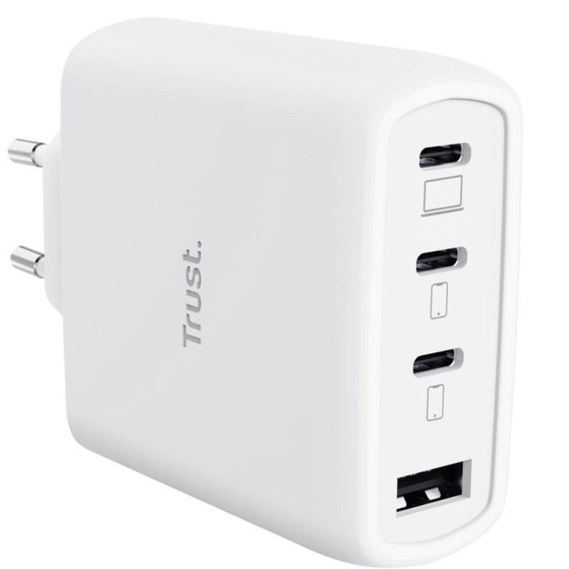 Carregador de Parede Gan Trust Maxo 65W 26068 Gan / 3xusb Tipo C / 1xusb / Inclui Cabo USB Tipo C /…