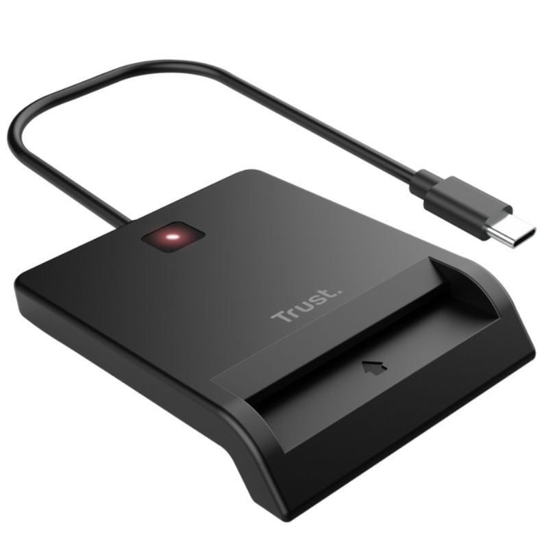 Leitor de Cartões Inteligentes Trust Primo 26253 / USB Type-c / Preto