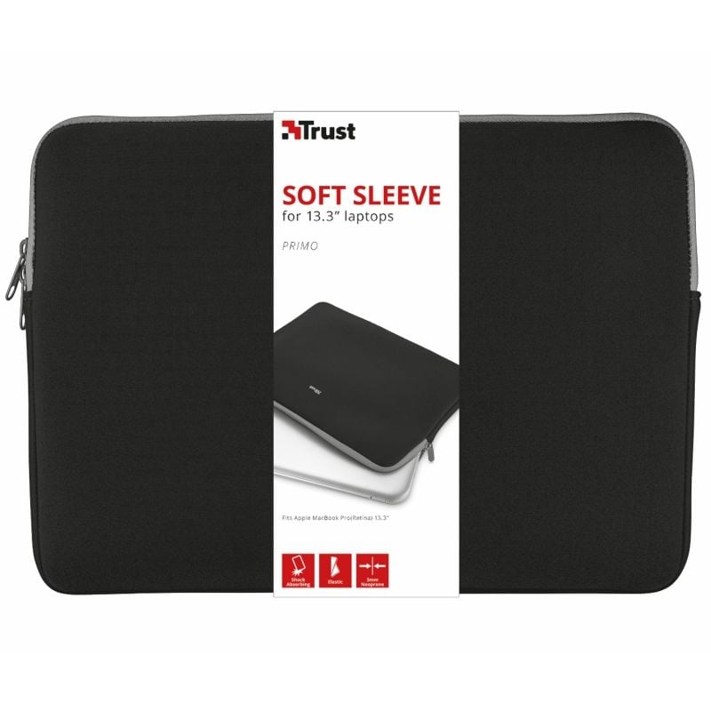 Capa Macia Trust Primo para Computadores Portáteis Até 13,3" / Preto