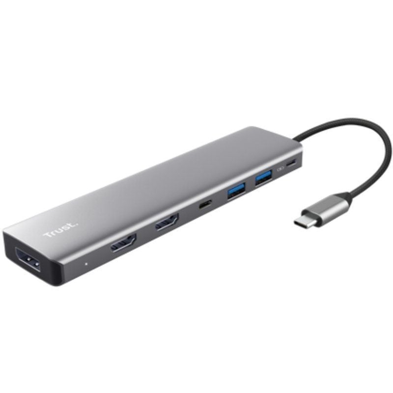 Docking USB Type-c Trust Dalyx / 2xusb / 2xhdmi 4K / 1xdisplayport / 1xusb Type-c PD / Cinzento