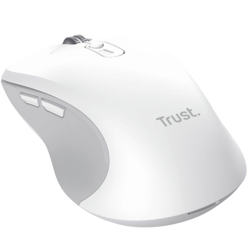 Rato Ergonómico sem Fios Trust Ferro / Até 3200 DPI / Branco