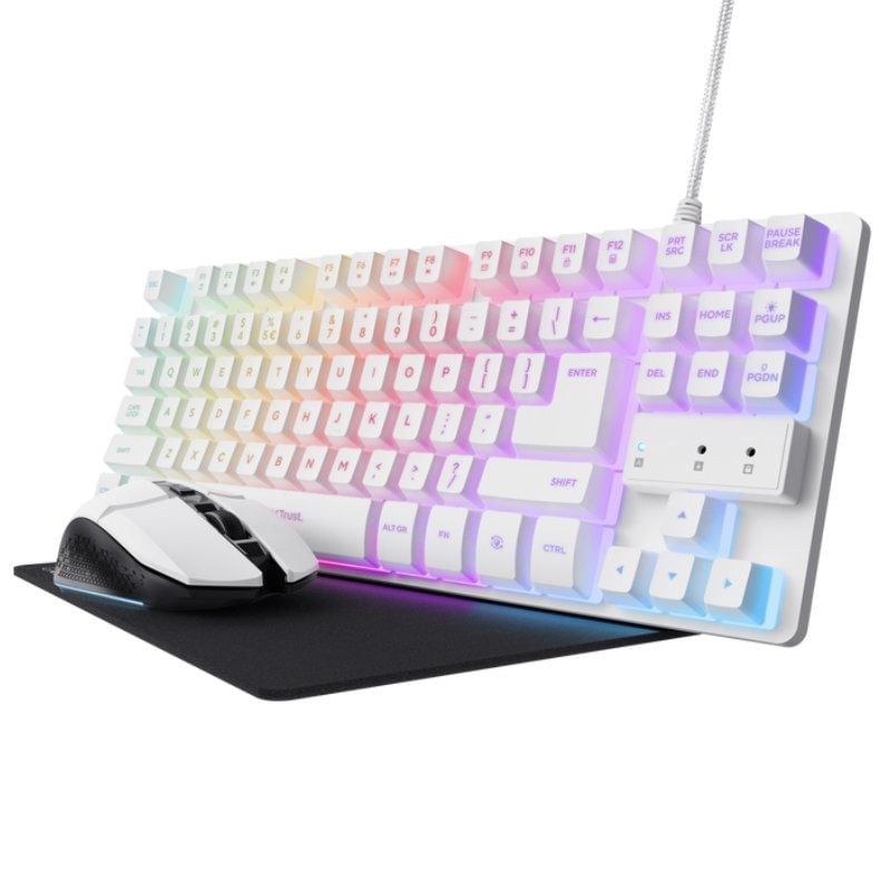 Pacote para Jogos Trust Gaming GXT 794W / Teclado RGB + Rato RGB + Tapete de Rato