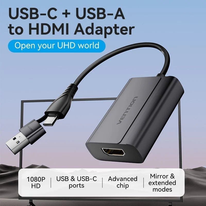 Adaptador Vention ACYHB / USB Tipo C Macho / USB Macho - HDMI Fêmea