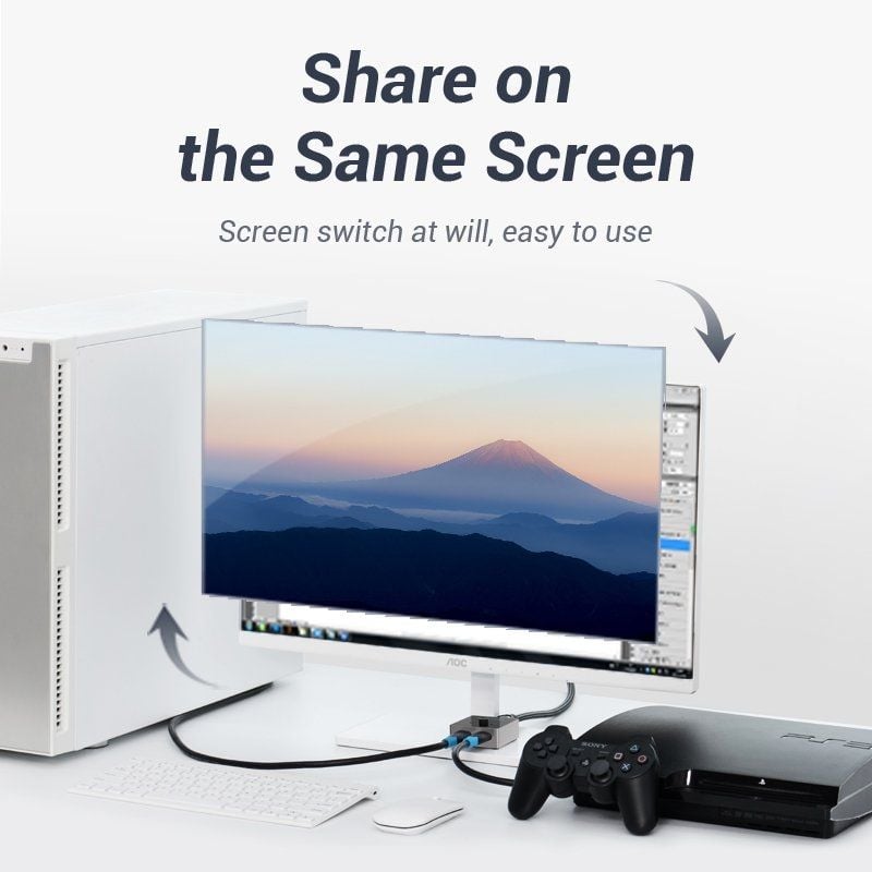 Vention AFLH0 HDMI Fêmea - 2x HDMI Fêmea 4K HDMI 2.0 Interruptor Bi-direcional Vention AFLH0 HDMI F…