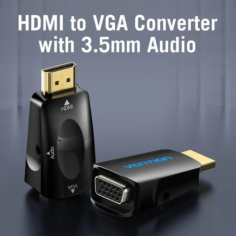 Adaptador Conversor Vention AIDB0 / HDMI Macho para VGA Fêmea / Tomada de Áudio 3,5 Mm