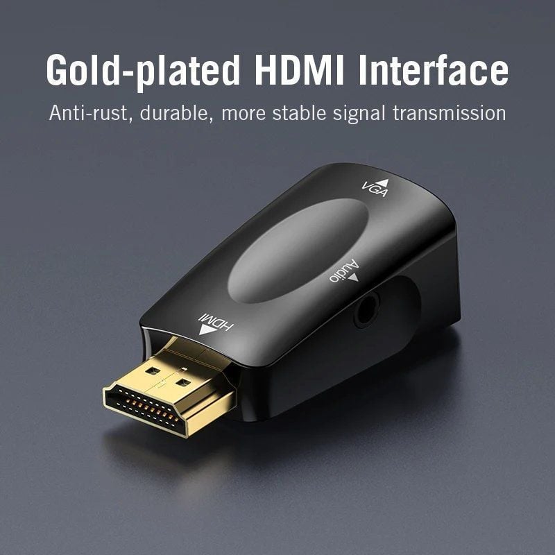 Adaptador Conversor Vention AIDB0 / HDMI Macho para VGA Fêmea / Tomada de Áudio 3,5 Mm