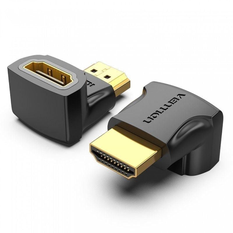 Adaptador HDMI 4K 90º Vention Aiob0-2 / HDMI Macho - HDMI Fêmea / Embalagem com 2 Unidades.
