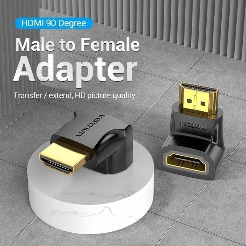 Adaptador HDMI 4K 90º Vention Aiob0-2 / HDMI Macho - HDMI Fêmea / Embalagem com 2 Unidades.