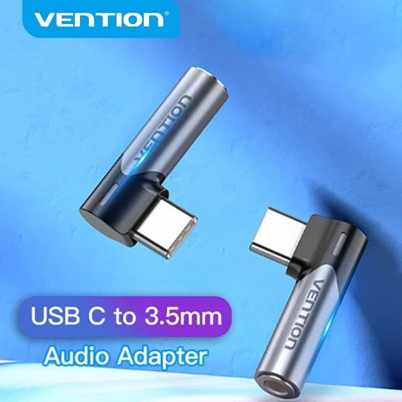 Adaptador Áudio Vention BGWH0 / Jack 3,5 Fêmea - USB Tipo C Macho / Cinzento
