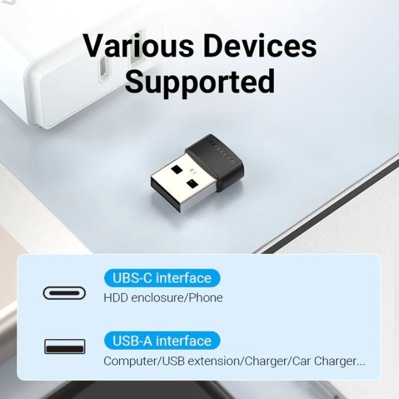 Adaptador USB 2.0 Vention CDWB0 / USB Tipo C Macho - USB Fêmea