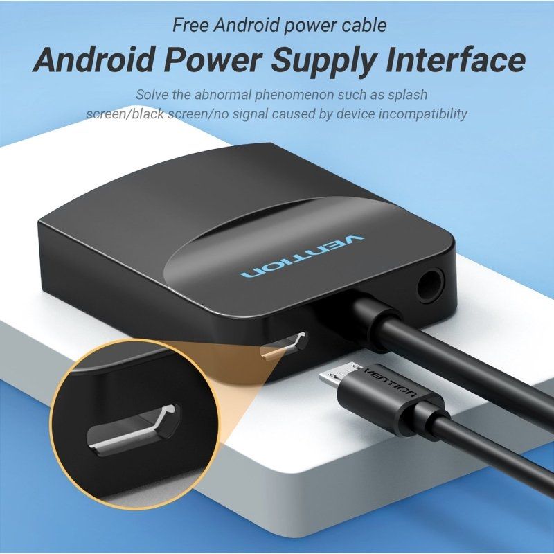 Conversor Vention 42161 HDMI Macho - VGA Fêmea - Jack 3.5 Fêmea / 15cm / Preto