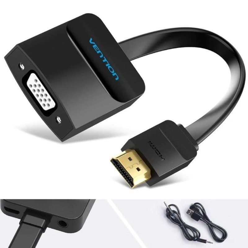 Conversor Vention 42161 HDMI Macho - VGA Fêmea - Jack 3.5 Fêmea / 15cm / Preto