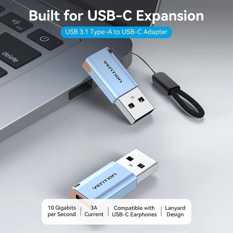 Adaptador USB 3.1 Vention CUAH0 / USB Tipo C Fêmea - USB Macho / Azul