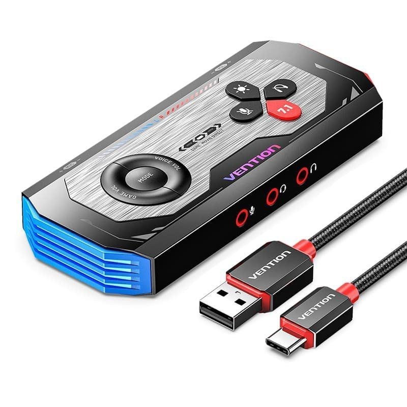 Placa de Som para Jogos com Amplificador Vention CVAB0 / USB Type-c Macho - 3xjack 3.5 Fêmea