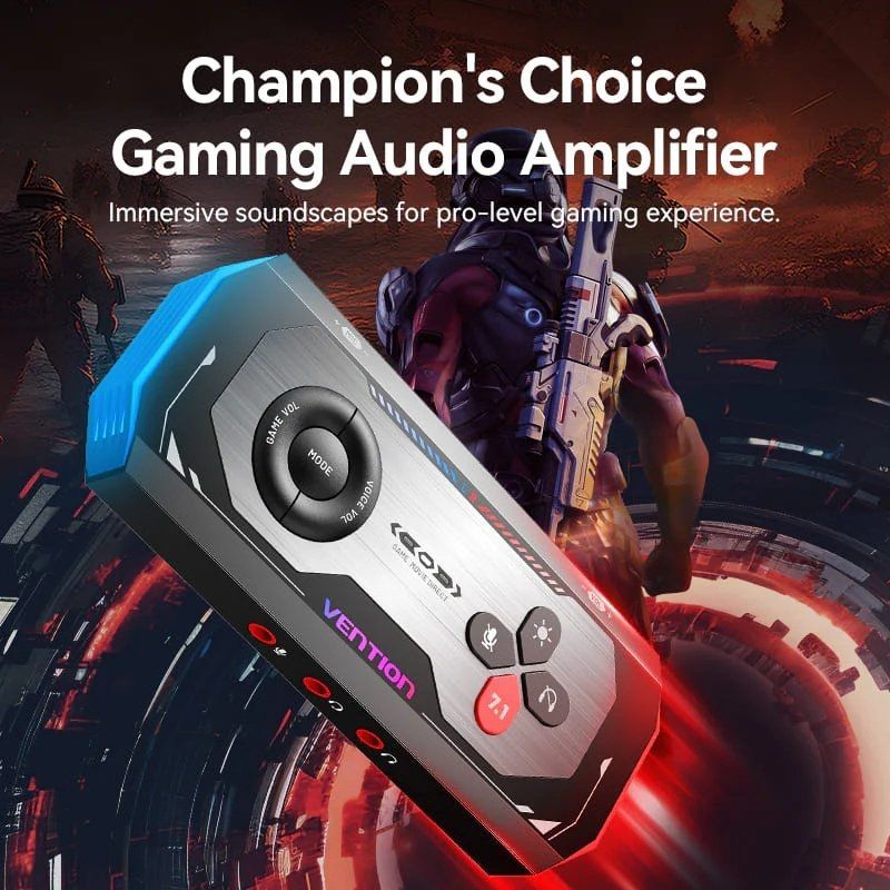 Placa de Som para Jogos com Amplificador Vention CVAB0 / USB Type-c Macho - 3xjack 3.5 Fêmea