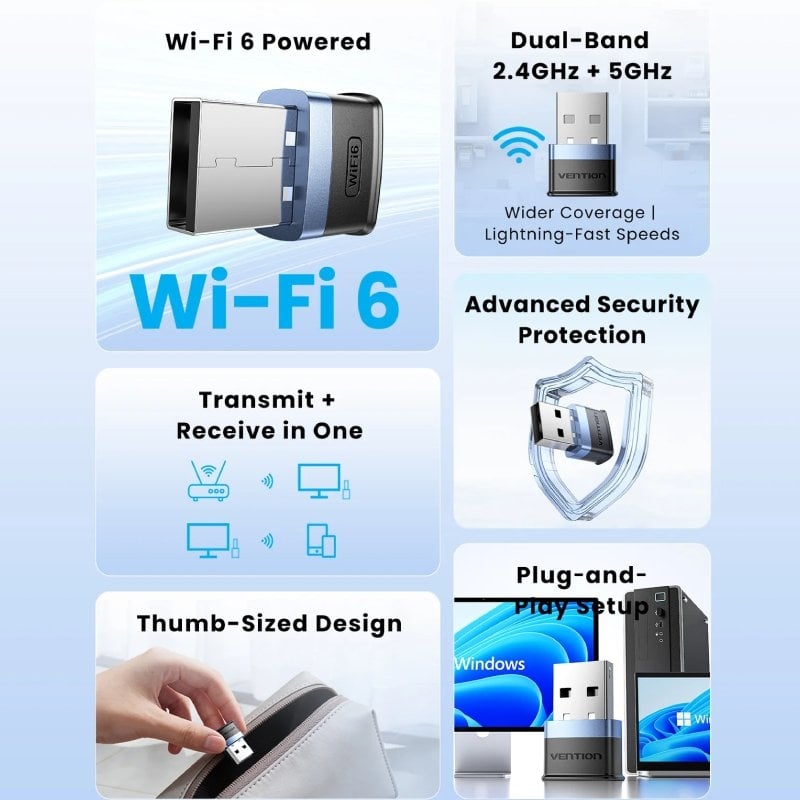 Vention KDEB0 USB - Adaptador Wifi / 900mbps