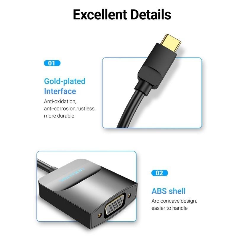 Vention TDDBB USB Type-c Vention TDDBB / Adaptador USB Type-c Macho - VGA Fêmea