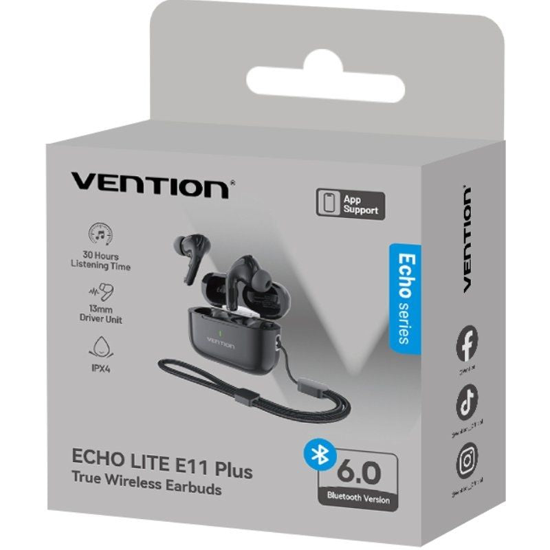 Auscultadores Bluetooth Vention Echo Lite E11 Plus com Estojo de Carregamento / 30h de Autonomia /…