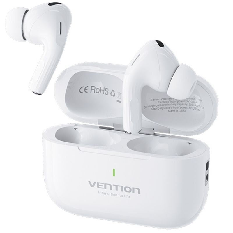 Auscultadores Bluetooth Vention Echo Lite E11 com Estojo de Carregamento / Autonomia 6h / Branco