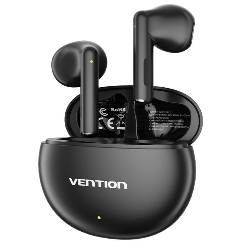 Auscultadores Bluetooth Vention ELF 06 NBKB0 com Estojo de Carregamento / Autonomia 6h / Preto