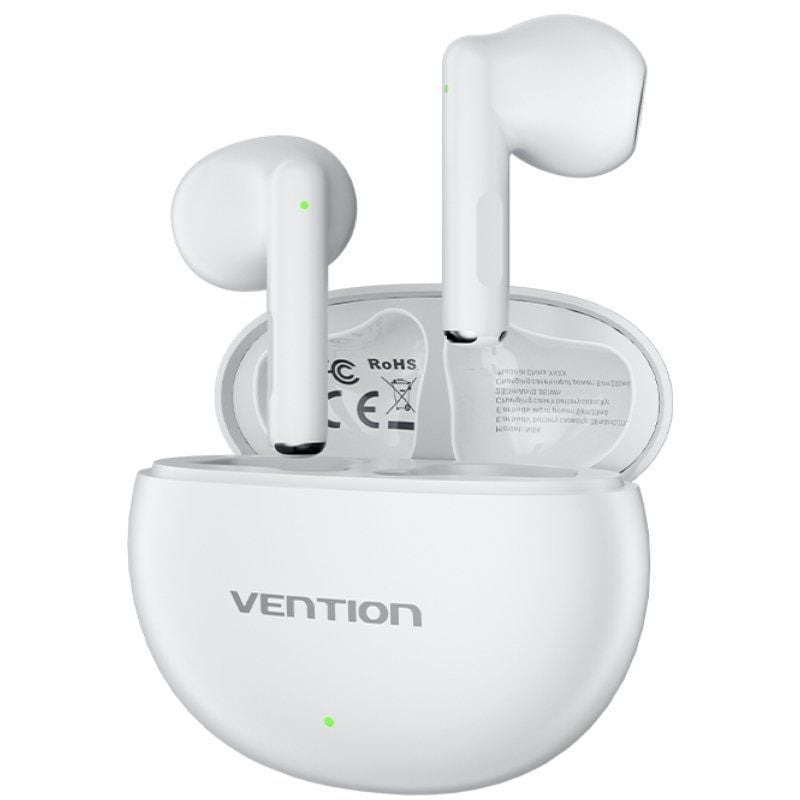 Auscultadores Bluetooth Vention ELF 06 NBKW0 com Estojo de Carregamento / Autonomia 6h / Branco