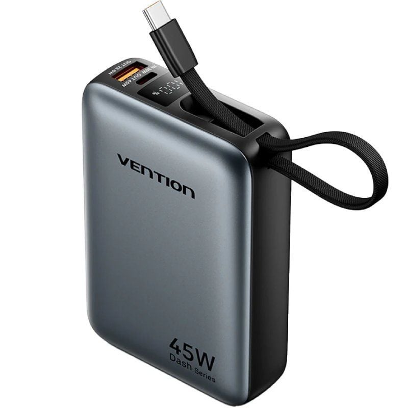 Powerbank 20000mah Vention FHGH0 / 45W / Cinzento / Inclui Cabo USB Tipo C