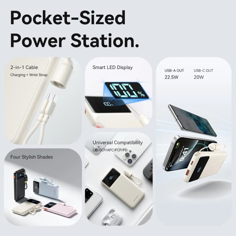 Powerbank 10000mah Vention Xgyw0-39-ty / 22,5w / Branco / Inclui Cabo USB Tipo C