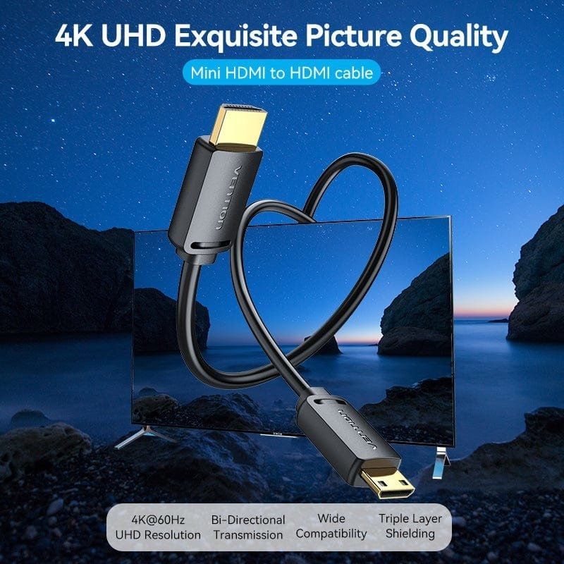 Vention AGHBF Cabo HDMI 4K AGHBF / Cabo HDMI Macho - Mini HDMI Macho / 1m / Preto