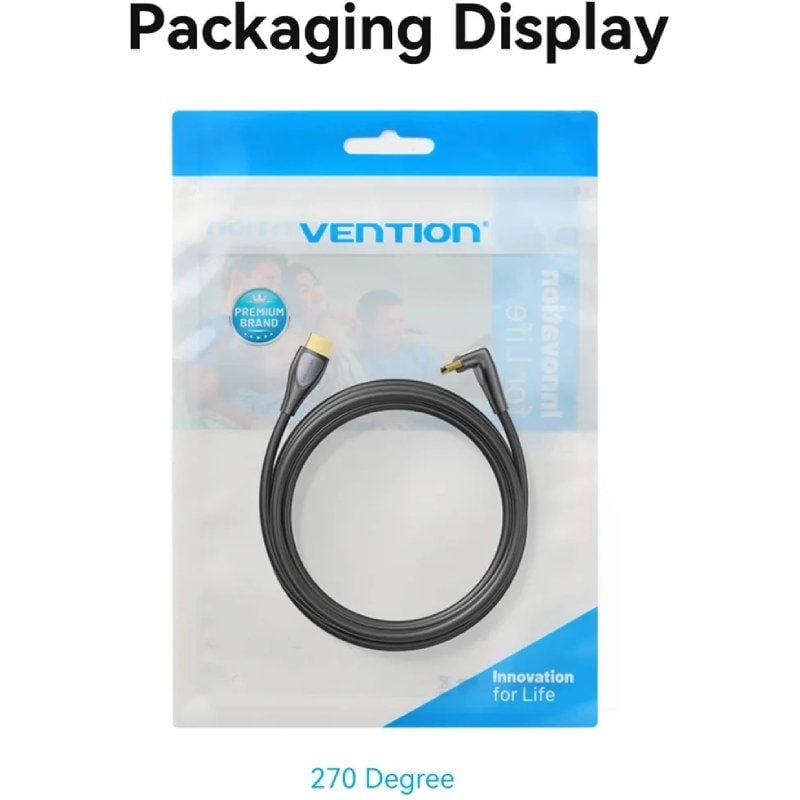 Vention Angular HDMI 2.0 4K ALQBF / Macho HDMI - Macho HDMI / 1m / Preto