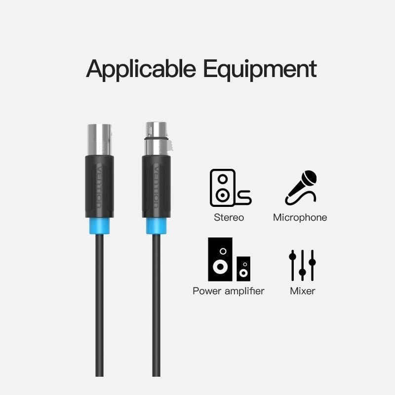 Vention BBFBH Cabo Estéreo BBFBH / XLR Macho - XLR Fêmea / 2m / Preto
