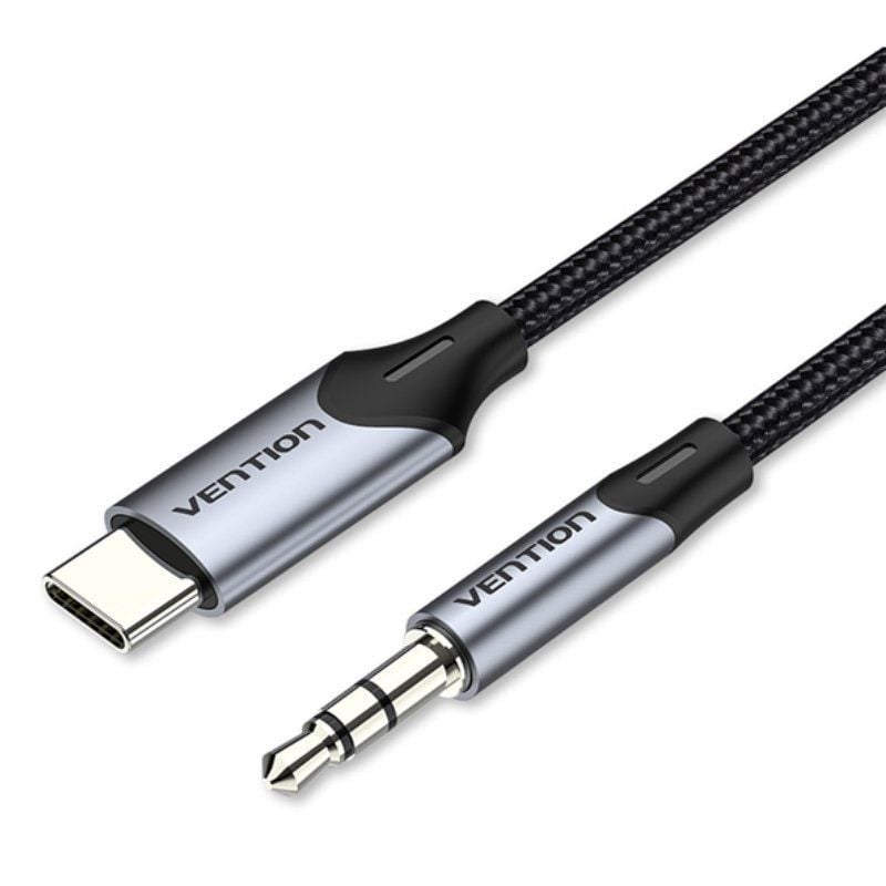 Cabo Conversor de Áudio Vention BGKHF / USB Tipo C Macho - Jack 3,5 Macho / 1m / Cinzento