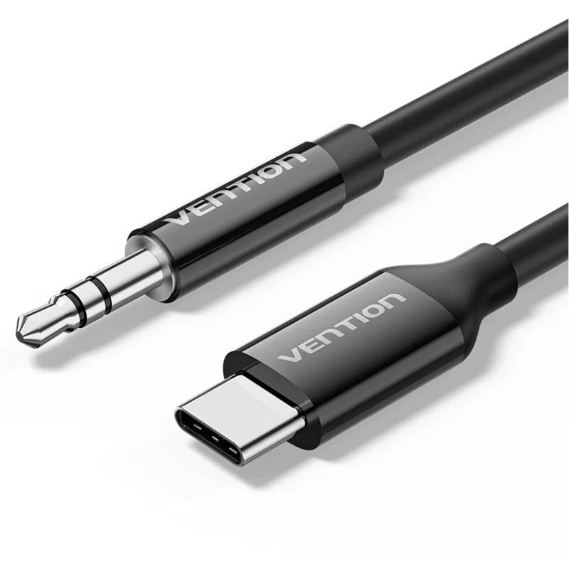 Cabo Conversor de Áudio Vention BIFBF / USB Tipo C Macho - Jack 3,5 Macho / 1m / Cinzento