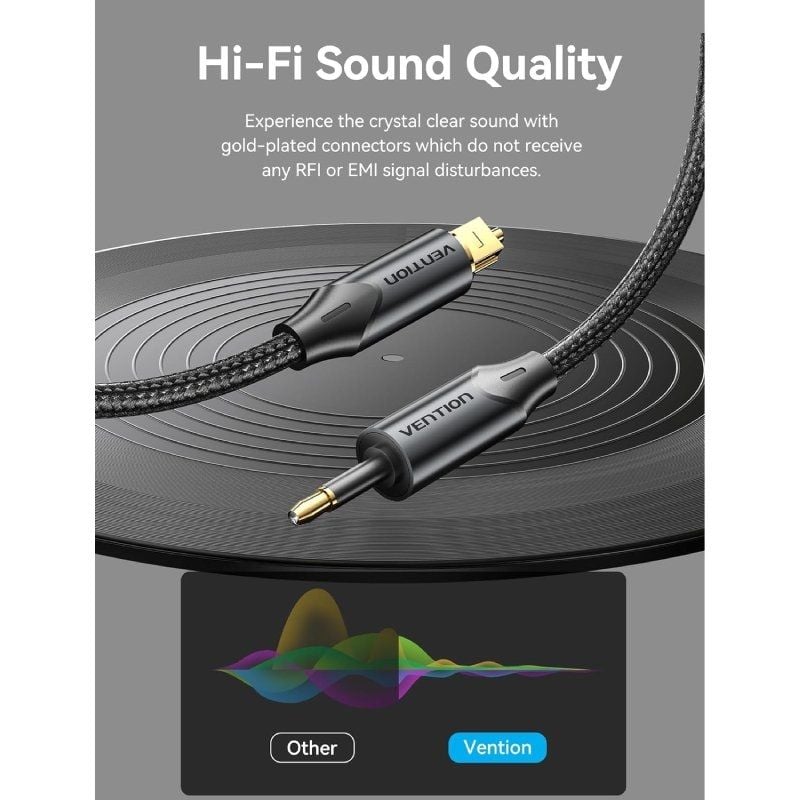 Cabo de Áudio de Fibra Ótica Vention BKCBH / 2m / Preto