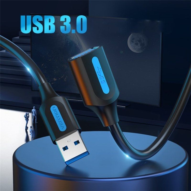 Cabo de Extensão Vention USB 3.0 CBHBF / USB Macho - USB Fêmea / 5gbps / 1m / Preto