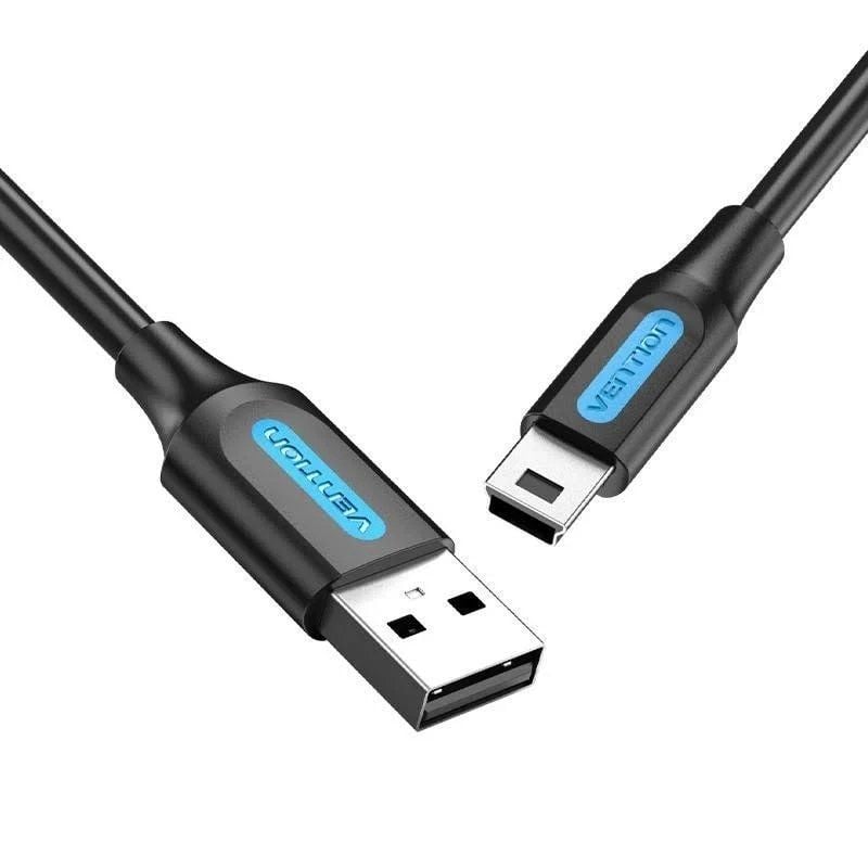 Cabo Vention COMBI USB 2.0 / USB Macho - Miniusb Macho / Até 10W / 480mbps / 3m / Preto