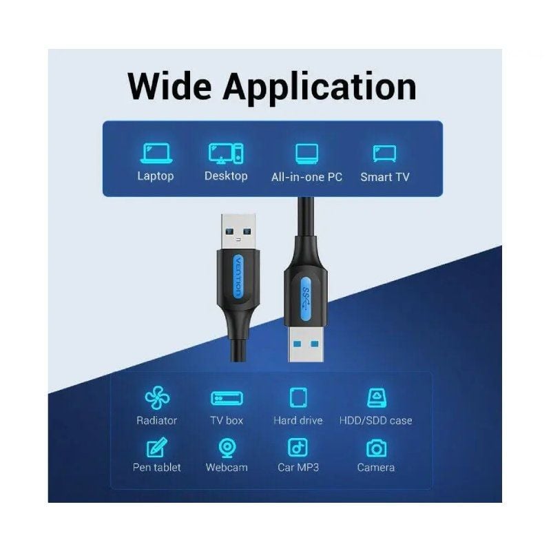 Cabo Vention USB 3.0 CONBG / USB Macho - USB Macho / 5gbps / 1,5m / Preto