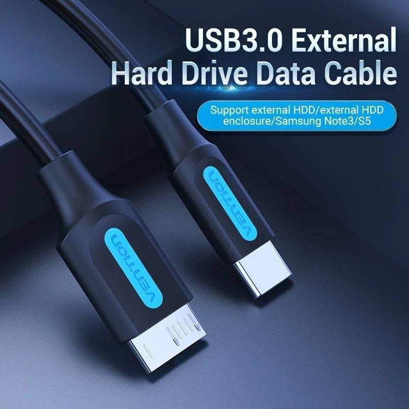 Cabo USB 3.0 Vention CQABF / Macho Microusb - Macho USB Tipo C / 5gbps / 1m / Preto