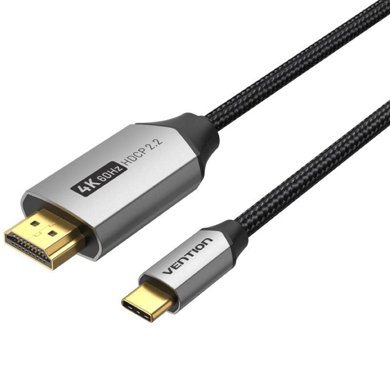 Cabo Conversor HDMI 2.0 4K Vention CRBBF / Cabo USB Tipo C Macho - HDMI Macho / 1m / Preto