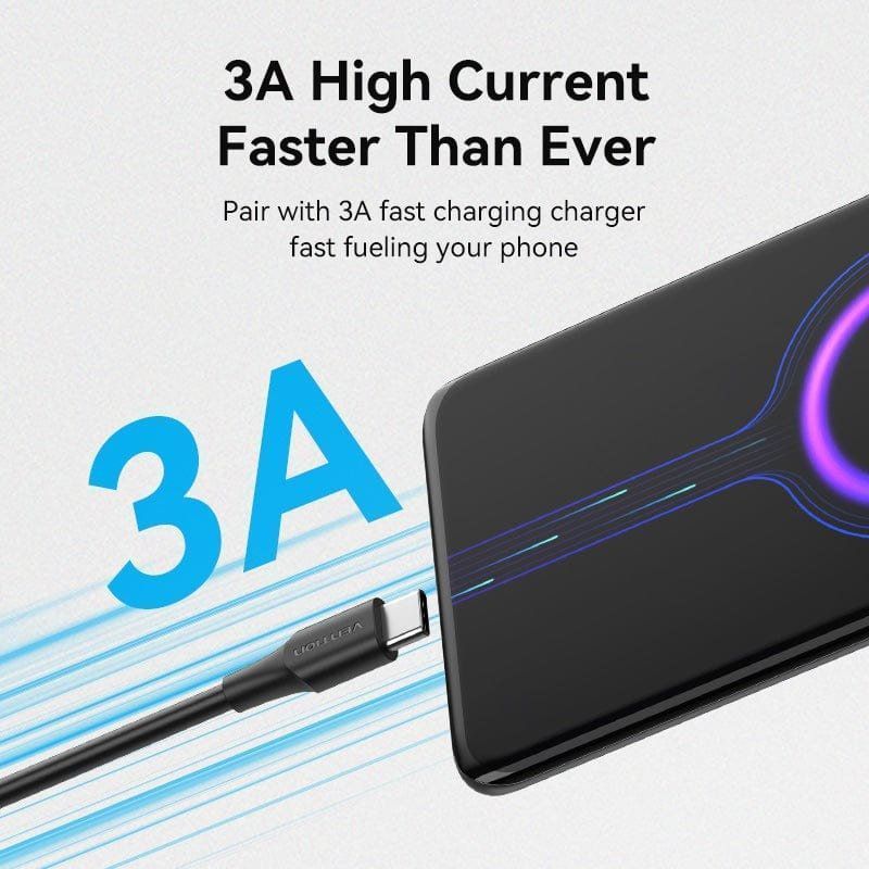 Vention CTHBC USB 2.0 Tipo C / USB Tipo C Macho - USB Macho / Até 60W / 480mbps / 25cm / Preto