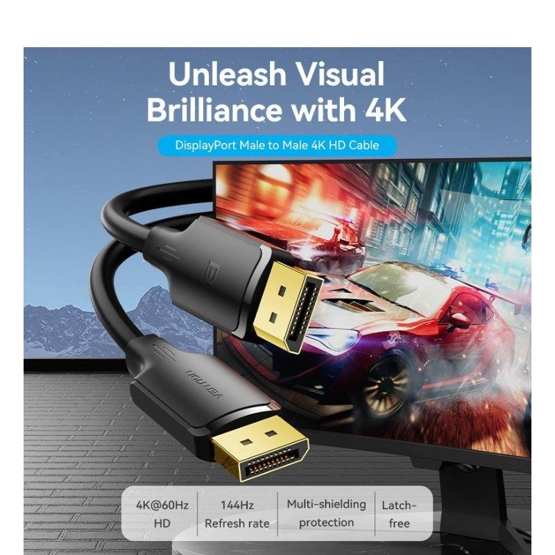 Vention HAKBF / Displayport Macho - Displayport 4K Macho / 1m / Preto