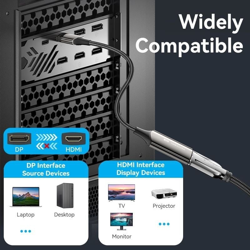 Vention HFNBC / Cabo Conversor Displayport Macho - HDMI Fêmea / 25cm / Preto