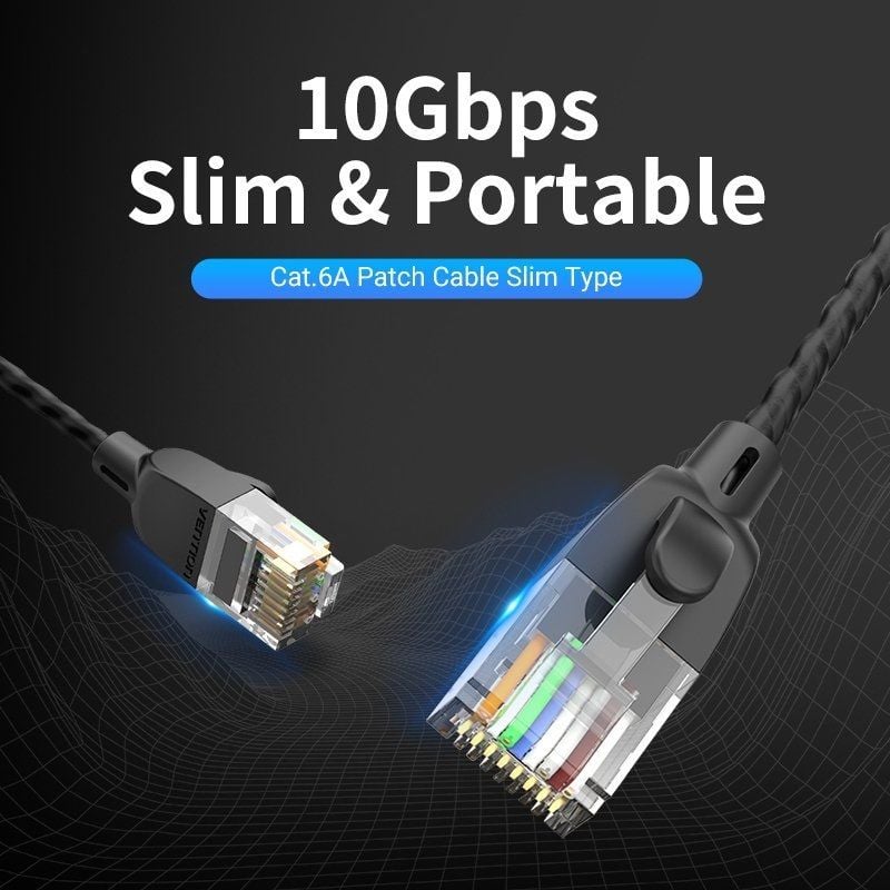 Vention IBIBL Cat.6a / 10m / Preto Cabo de Rede RJ45 UTP Vention IBIBL Cat.6a / 10m / Preto