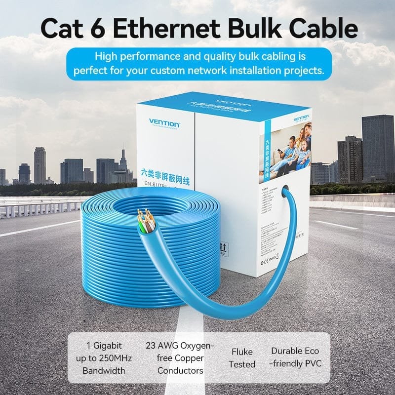 Vention IHBL305 Bobina de Cabo Cat.6 UTP RJ45 / 305m / Azul
