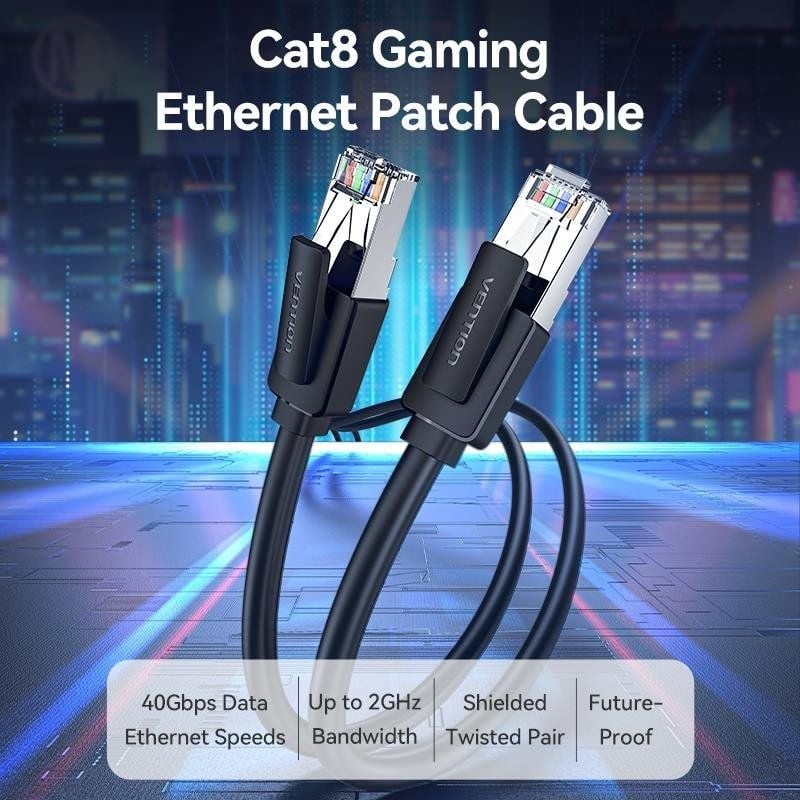 Vention IKKBG Cabo de Rede Cat.8 SFTP RJ45 / 1,5m / Preto