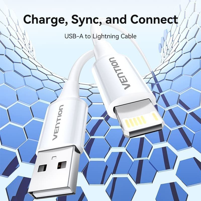 Vention USB 2.0 Lightning LAIWF / Macho USB - Macho Lightning / 480mbps / 1m / Branco