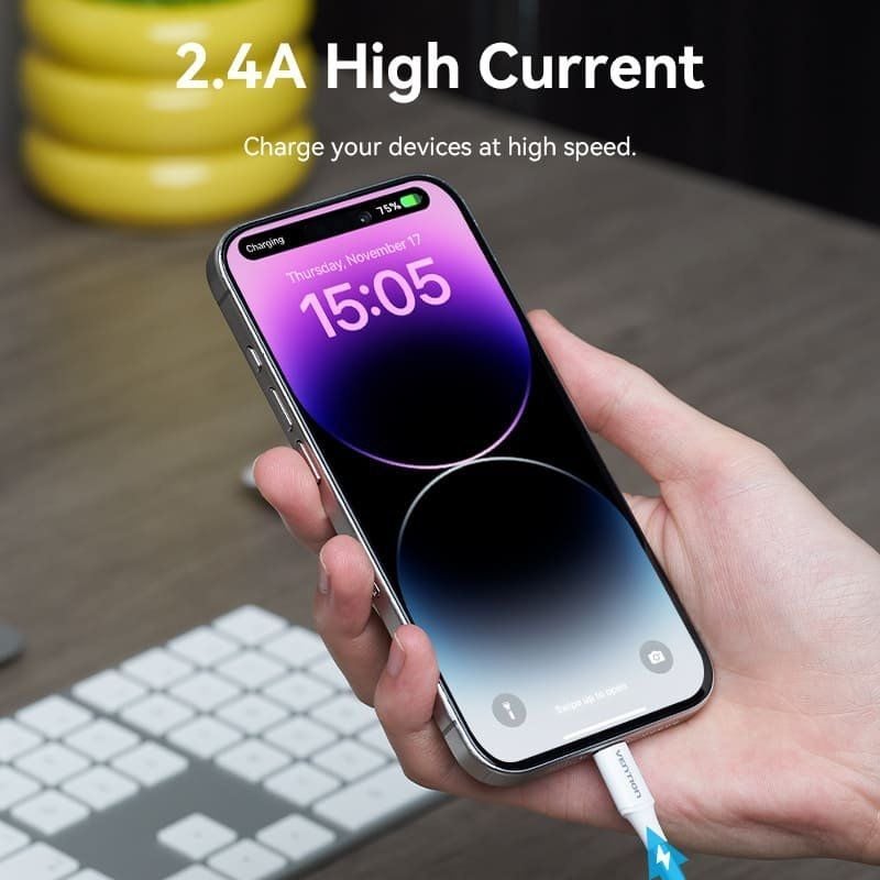 Vention USB 2.0 Lightning LAIWF / Macho USB - Macho Lightning / 480mbps / 1m / Branco