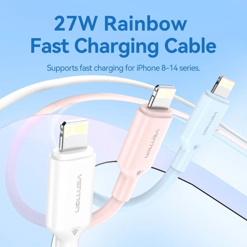Vention LAKPH USB 2.0 Tipo C - Relâmpago / USB Tipo C Macho - Relâmpago Macho / Até 27W / 480mbps /…