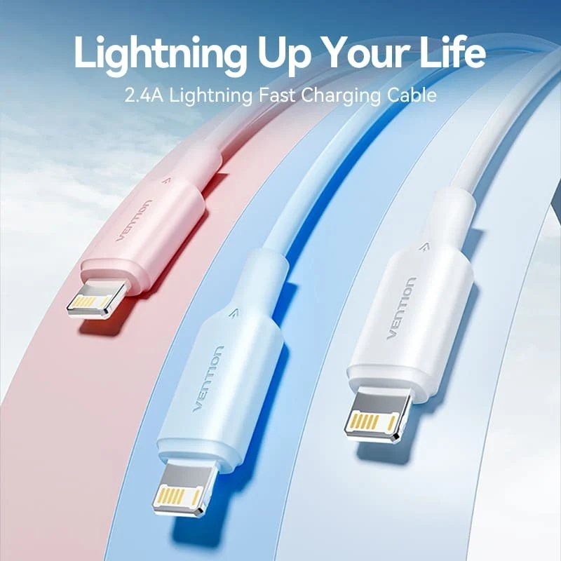 Lâmpada de Retenção USB 2.0 Lightning / Macho USB - Macho Lightning / 480mbps / 2m / Rosa