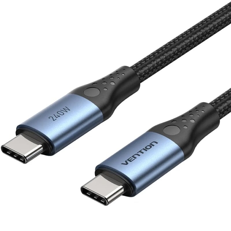 USB 2.0 Type-c 5A Vention TREBF / USB Type-c Macho - USB Type-c Macho / Até 240W / 480mbps / 1m / A…